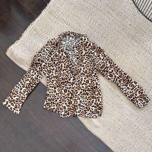 Fashion Nova Leopard Print Button-Up Top - Black Brown Cream